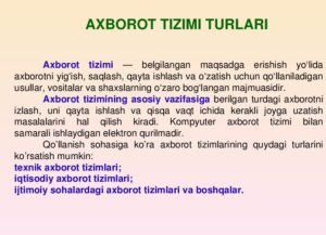 axborot tizimlari va ularning turlari referat 65ca8ba5f0397