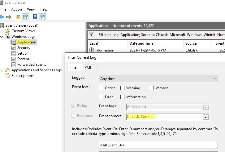 Chkdsk: проверка жесткого диска на ошибки в Windows 5 Логи chkdsk хранятся в Event Viewer