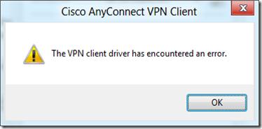 ошибка cisco vpn в windows 8