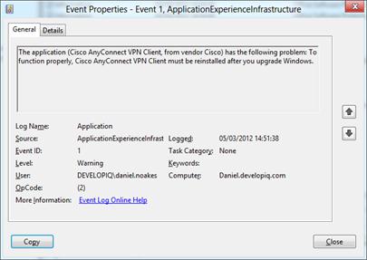 Ошибка Cisco AnyConnect VPN Client must be reinstalled after upgrading Windows