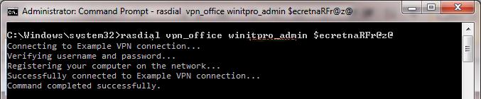 Используем rasdial для установки vpn соединения в windows