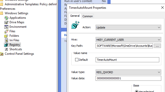 Настроить параметр реестра TimerAutoMount через GPO