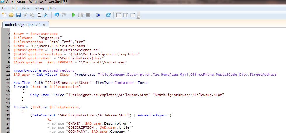Скрипт для автоматического формирования подписи в Outlook с помощью powershell