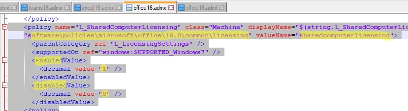 структура admx файла office16 групповой политики
