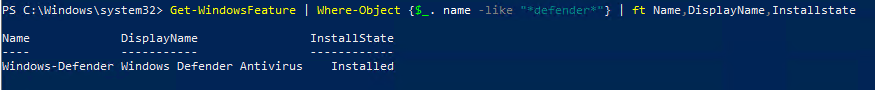 проверить, что движок Microsoft Defender антивируса установлен в Windows Server