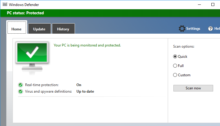 графический интерфейс Windows-Defender