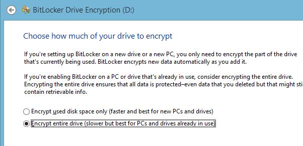 BitLocker - Encrypt entire drive