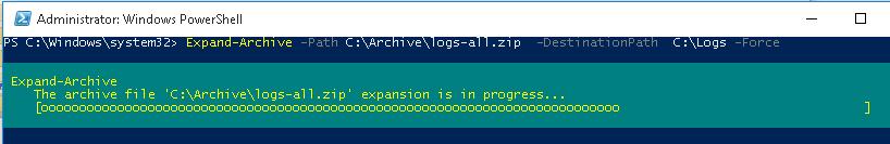 Архивирование и распаковка ZIP архивов в PowerShell 5 Expand-Archive