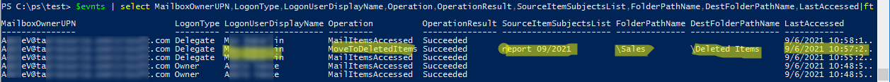 powershell командлет Search-MailboxAuditLog 
