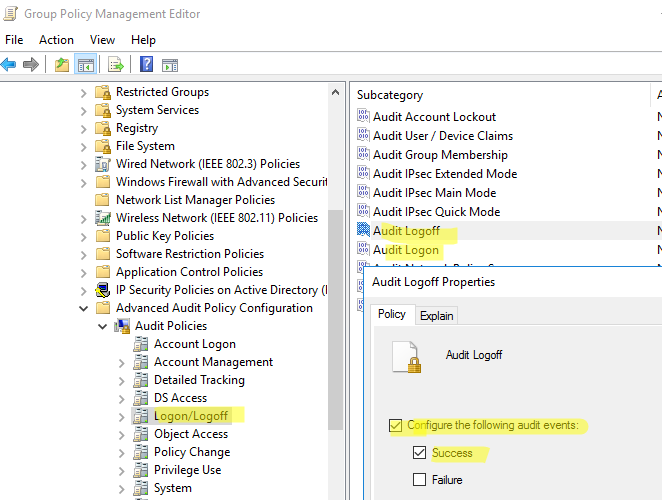 груповая политика - аудит событий входа на компьютеры windows