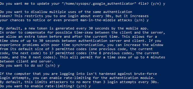 настройки google-authenticator