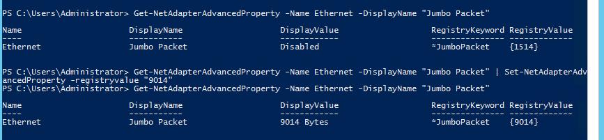 включаем jumbo frames в Windows 2012 с помощью poweshell