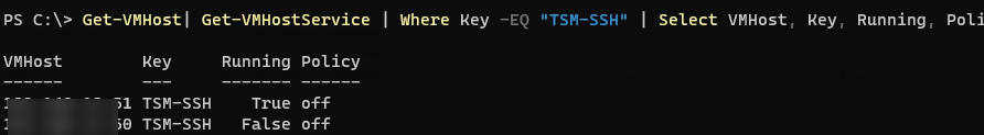 powercli - проверить статус службы ssh