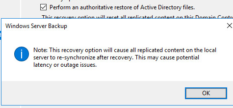 This recovery option will cause replicated content on the local server to re-synchronize after recovery