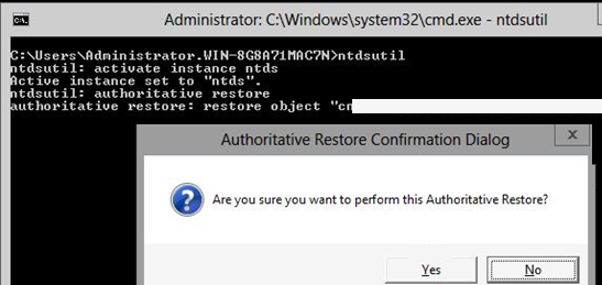 ntdsutil authoritative restore