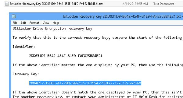 BitLockerRecoveryKey - ключ восстановления BitLocker