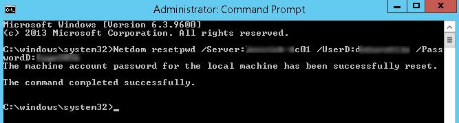 Netdom resetpwd
