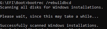 bootrec rebuildbcd
