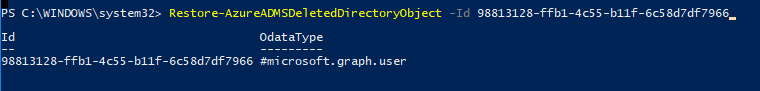 Restore-AzureADMSDeletedDirectoryObject 