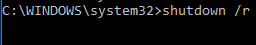 shutdown /r - перезагрузка компьютера