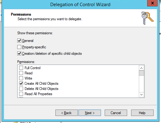 делегировать право на создание объектов в AD