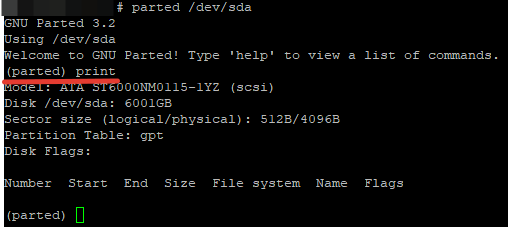 parted print - вывести информацию р разделах на диске