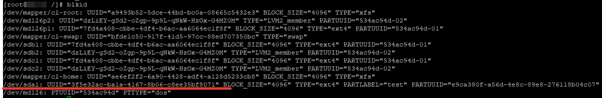 blkid получить uuid раздела