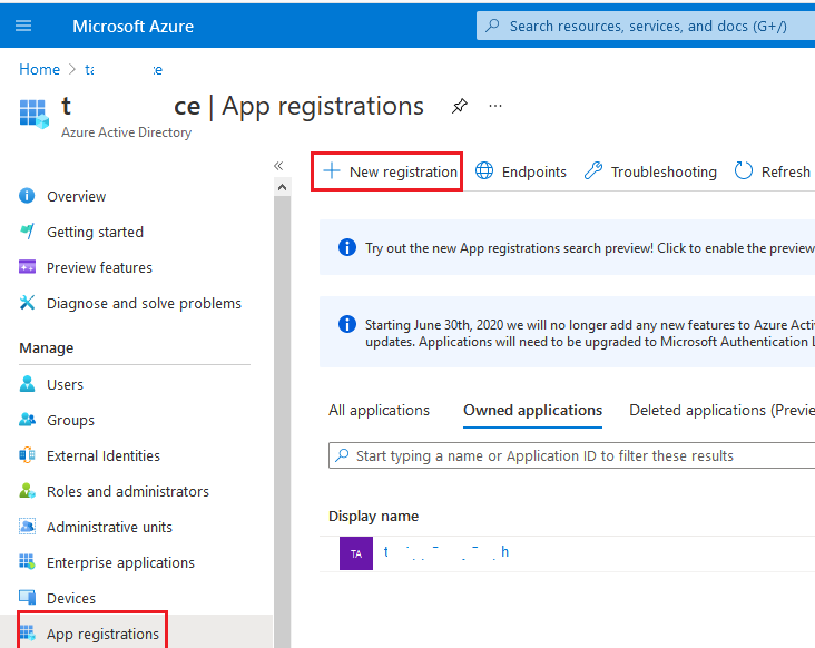 app registration - azure