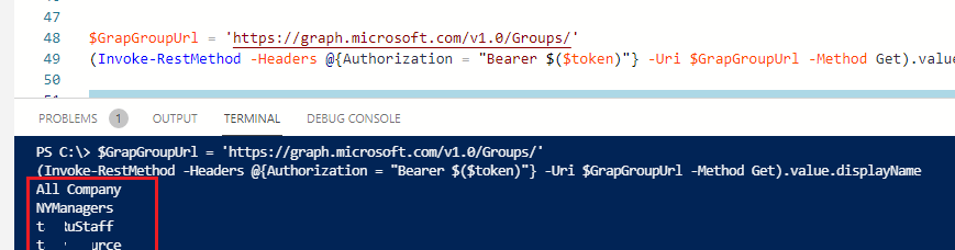 вывести группы microsoft 365 через Invoke-RestMethod 