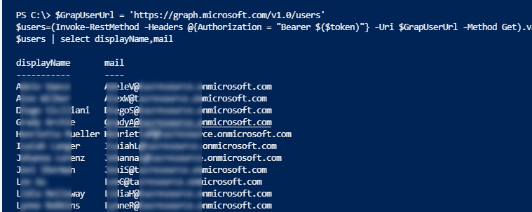 вывод списка пользователей в azure ad через microsoft graph