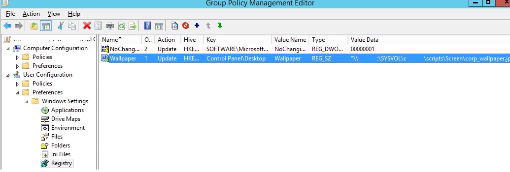 групповые политики - установить картинку фона рабочего стола через реестр
