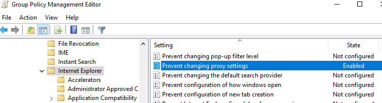 групповая политика Prevent changing proxy settings 