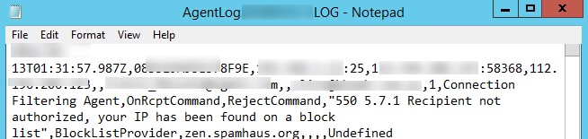 exchange 550 5.7.1 Recipient not authorized, your IP has been found on a block list”,BlockLictProvider,zen.spamhaus.org