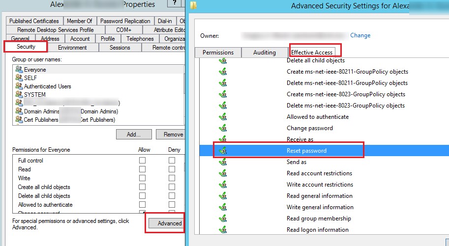 Active Directory эффективные разрешения на сброс пароля пользователяeffektivnie_rasresheniya_reset_password