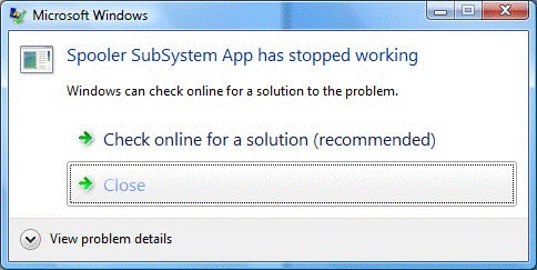 Spooler SubSystem App has stoped working Spooler SubSystem App has stoped working