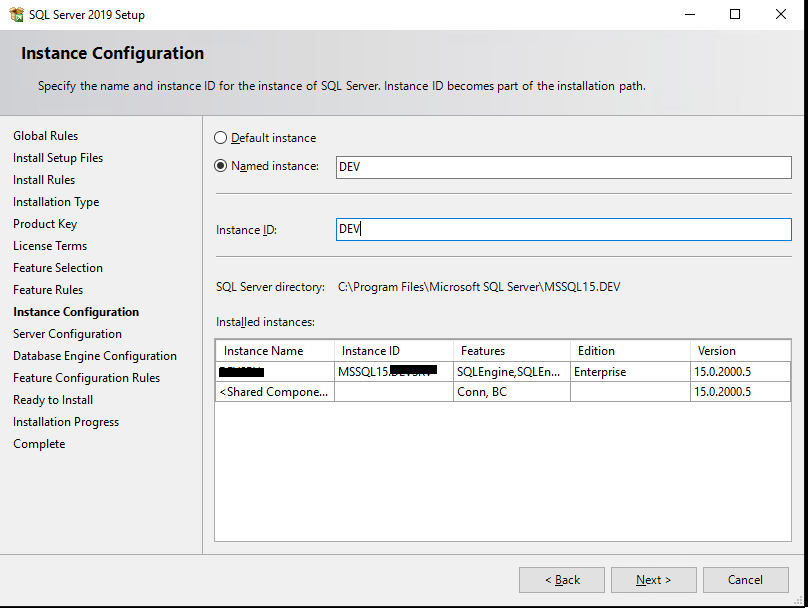 sql server named instance или default экземпляр