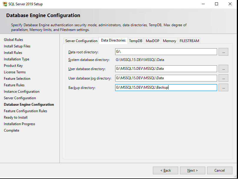 путь к базам данных и каталогам бэкапов sql server