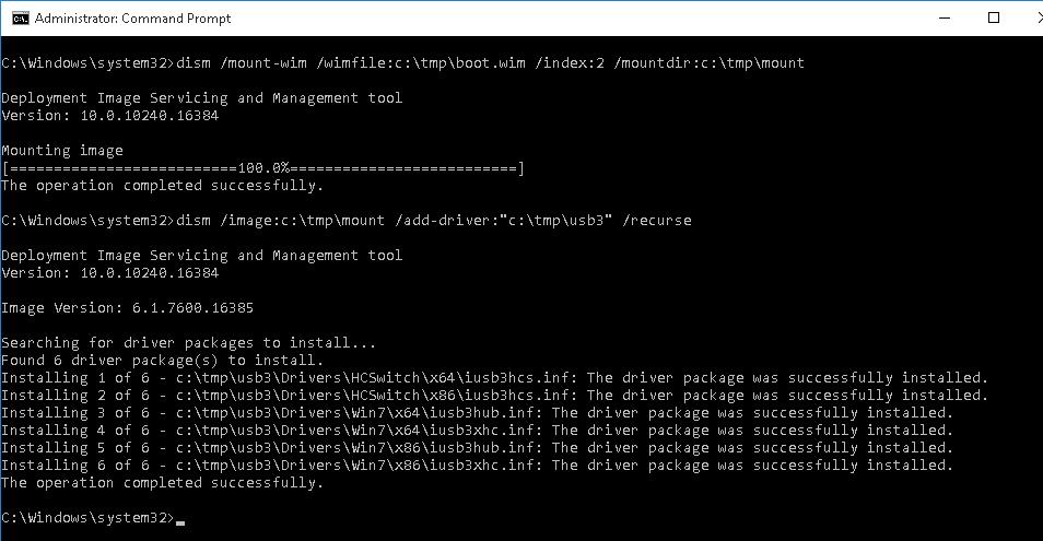 dism - интеграция драйвера в wim файл образа Windows