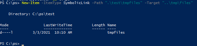 создать SymbolicLink с помощью powershell