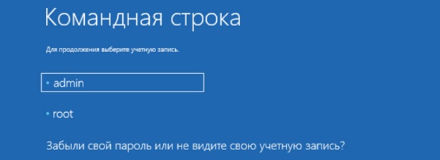 winre указать парль администратора для запуска командной строки