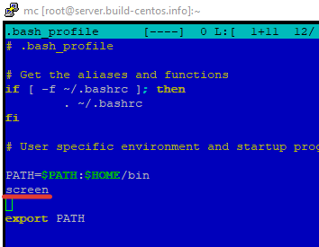 запуск screen из bash_profile 