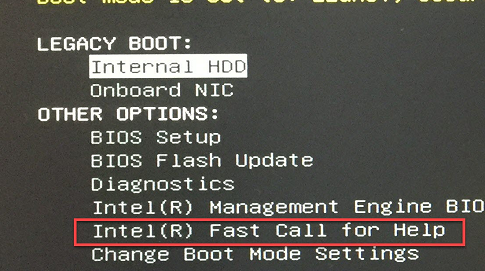 опцию Intel(R) Fast Call for Help