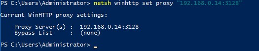 netsh winhttp set proxy - задать настройки прокси вручную