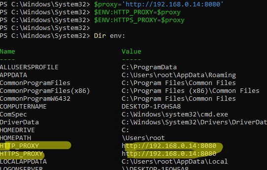 переменная окружения http_proxy для powershell core
