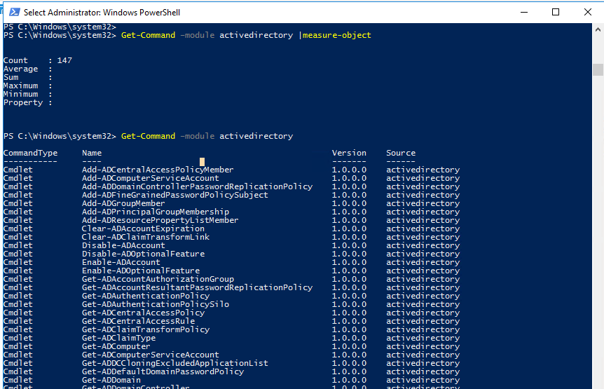 Get-Command –module activedirectory