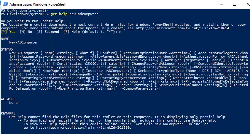 get-help New-ADComputer