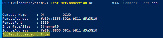 проверить, что на компьютере открыт rdp порт 3389