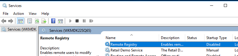 включить службу remote registry