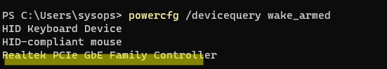 powercfg wake_armed - список устройств которым разрешено будить компьютер