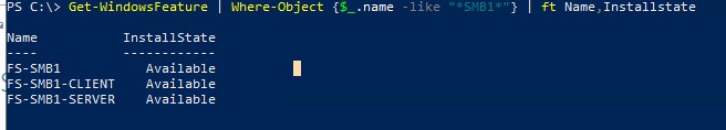 Get-WindowsFeature SMB1 включить в Windows Server